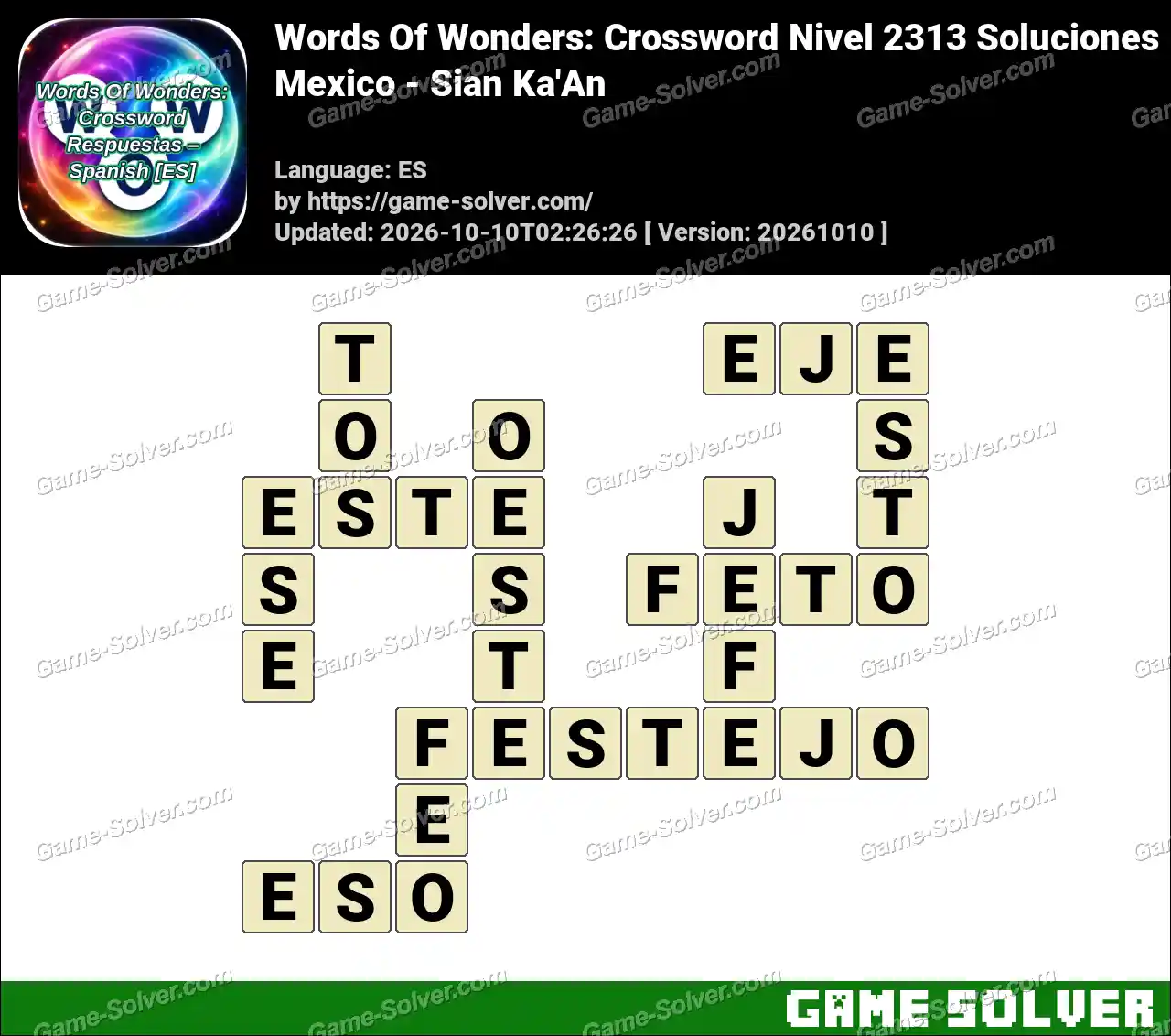 Words Of Wonders: Crossword Nivel 2313 Soluciones – Mexico – Sian Ka’An